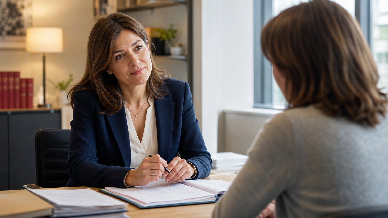 Conversation de soutien avec une avocate après une liquidation judiciaire