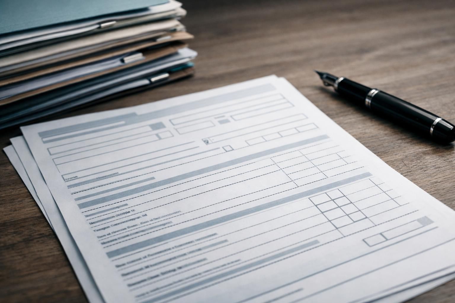 Gros plan sur un avis de vérification posé près de dossiers comptables et d'un stylo