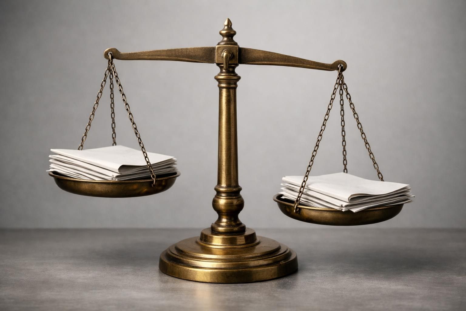 Balance à plateaux symbolisant la charge de la preuve inversée en taxation d'office