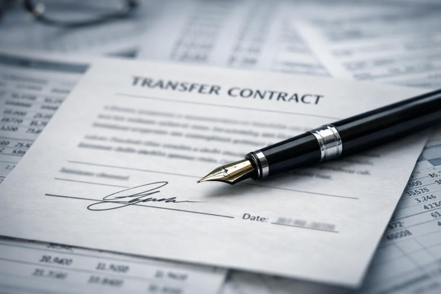 Contrat de cession et documents financiers avec un stylo posé dessus