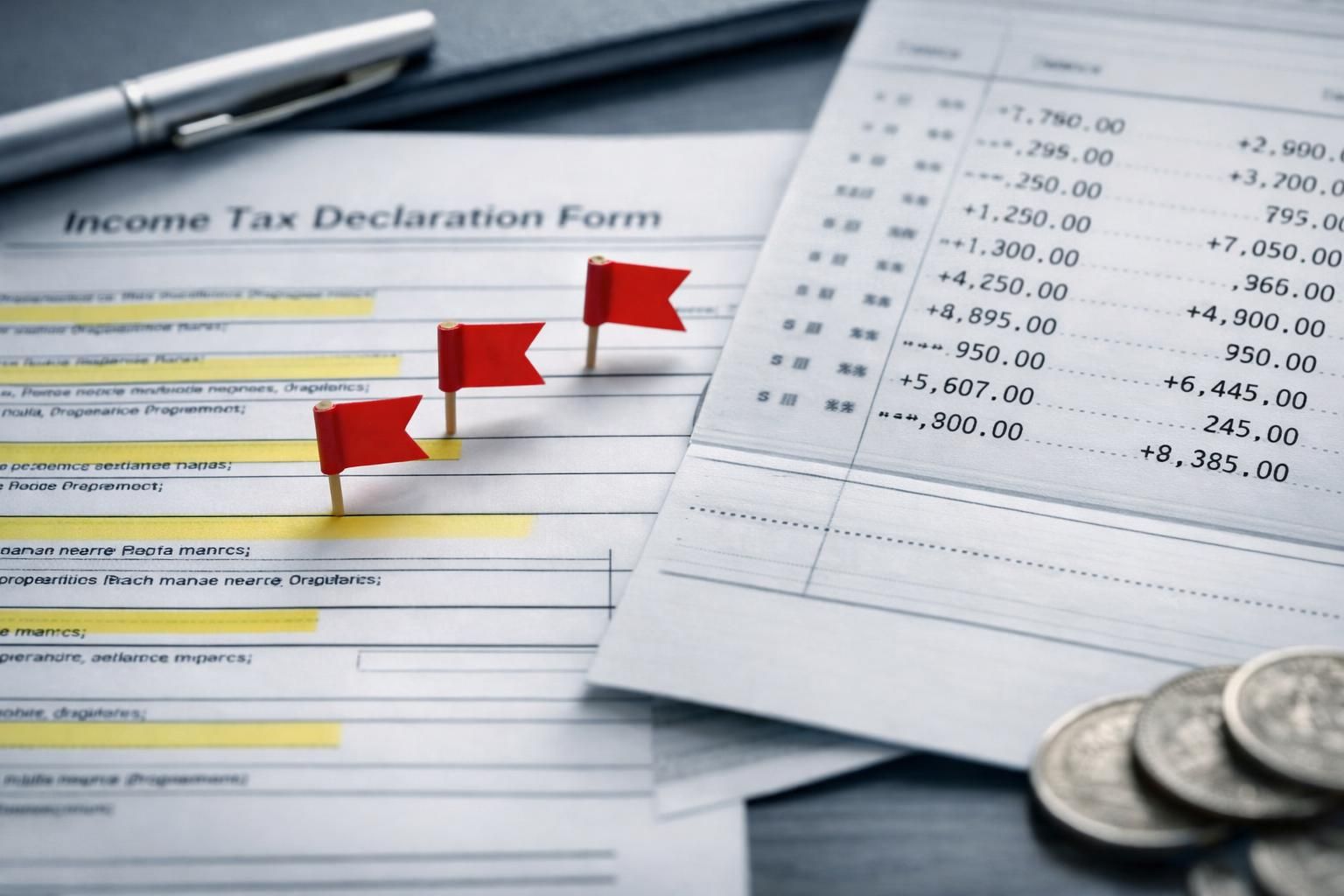 Écran d'analyse de données financières avec graphiques et documents fiscaux surlignés