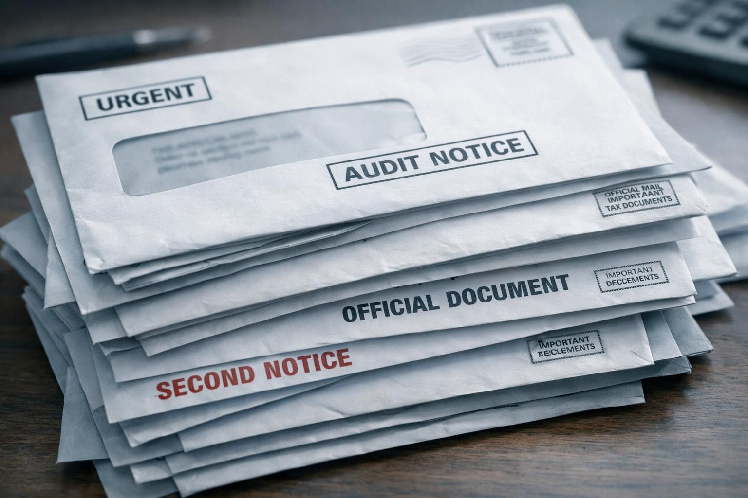 Pile d'avis et de courriers de l'administration fiscale adressés au même contribuable