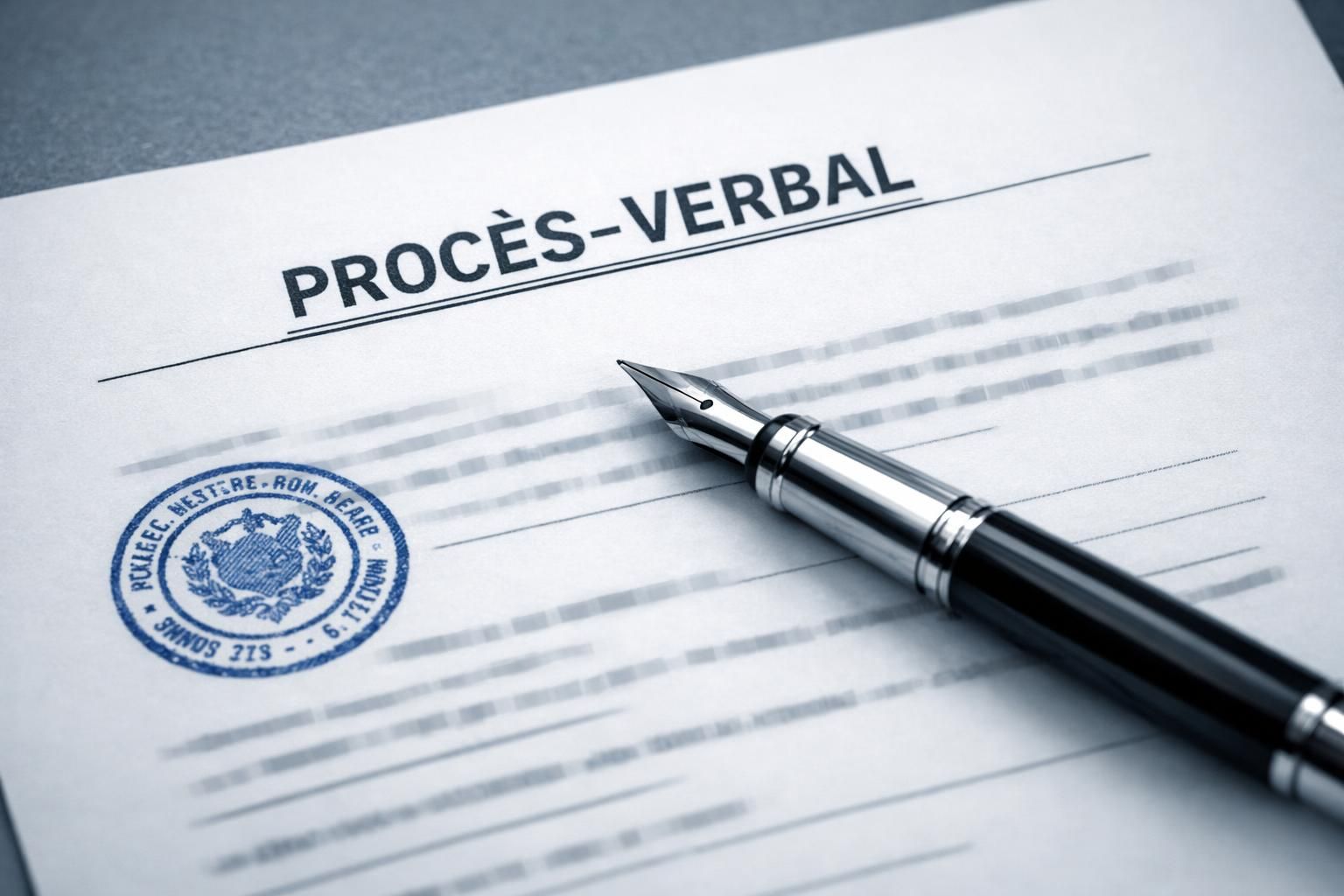 Documents d'inspection fiscale et procès-verbal sur le comptoir d'un local professionnel